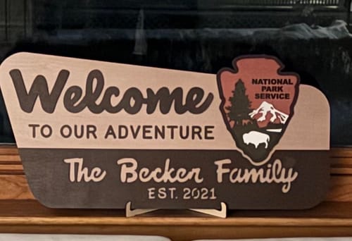 Customer photo review of 3D National Park Service Family Name Welcome Sign (Bison Design)