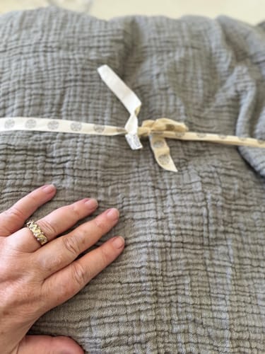 Customer photo review of Serenity Soft Muslin Quilt - Light Gray