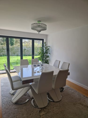 Customer photo review of Carved Crystal Drum Semi Flush Mount