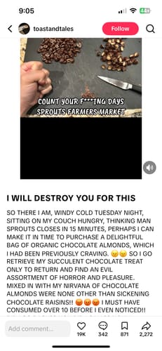 Customer's screenshot of a social media post, which does not show the product.