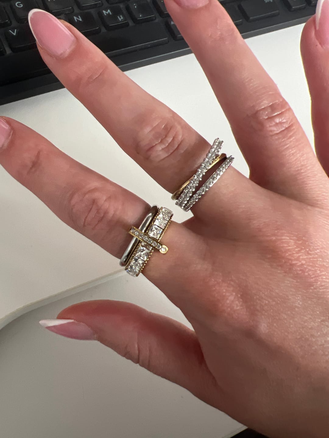 Customer photo review of Square Pave Infinity Flow Ring 14K Vergoldet