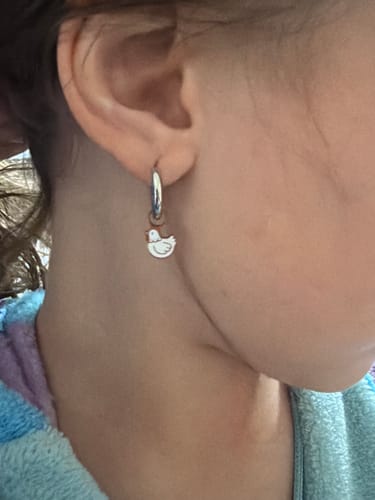 Customer photo review of Silver Huggies Earrings