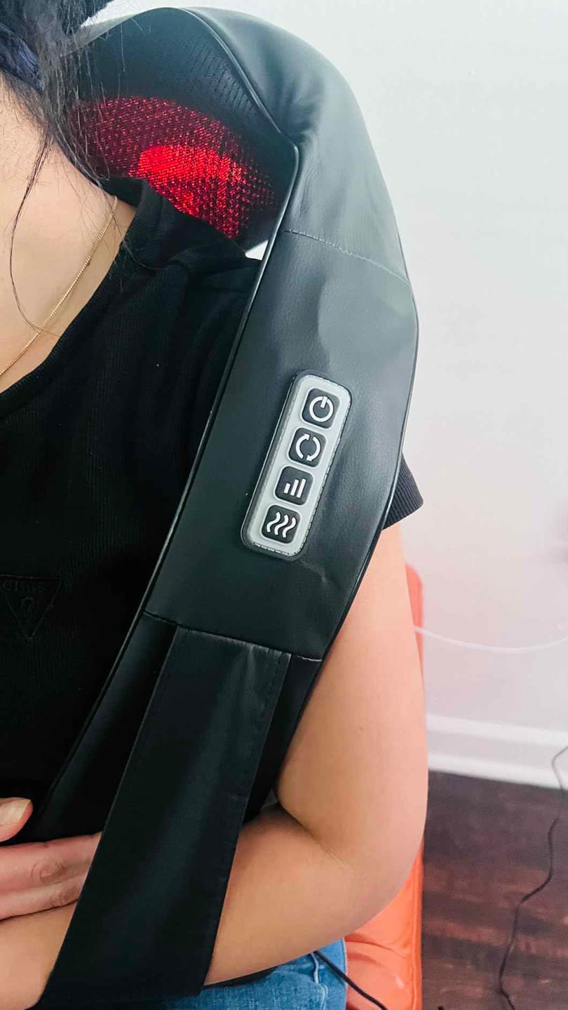 Customer photo review of Back and Neck Massager with Heat | Deep Tissue