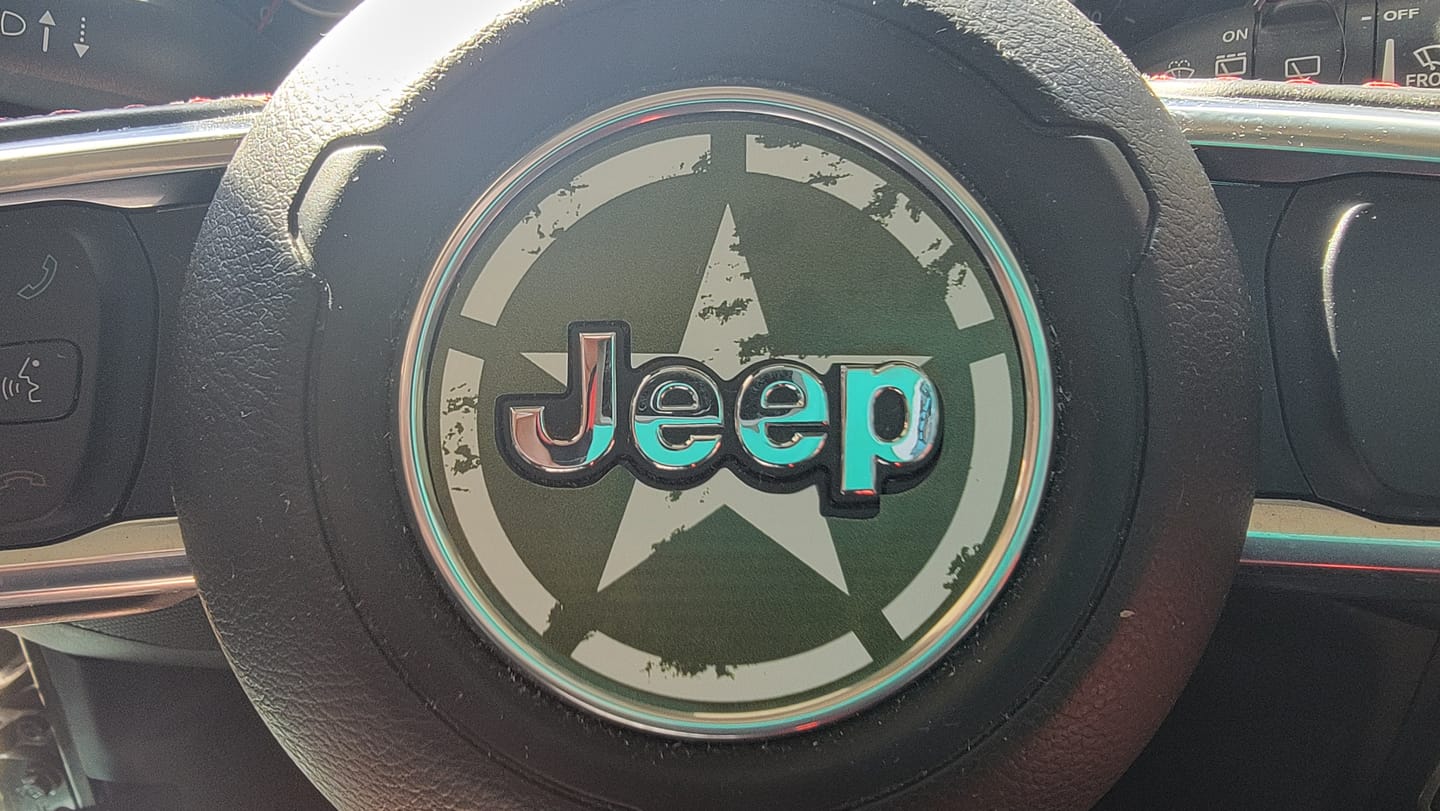 Customer photo review of Army Star Steering Wheel Decal for Jeep