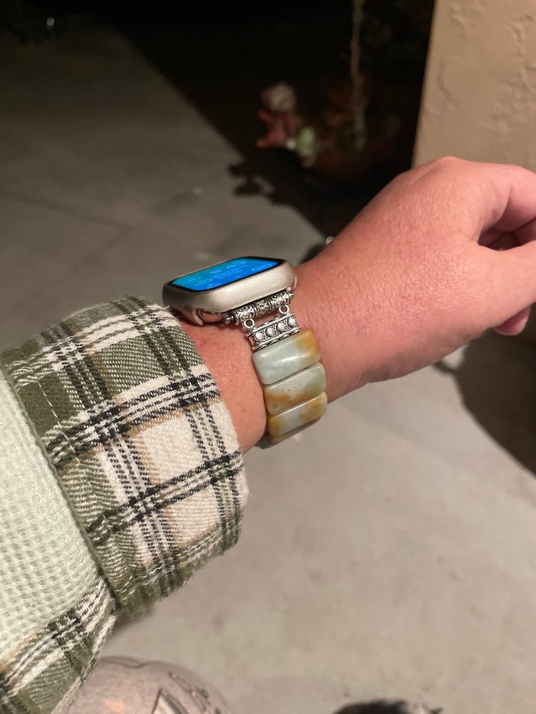 Customer photo review of Amazonite Grace Stretch Apple Watch Strap
