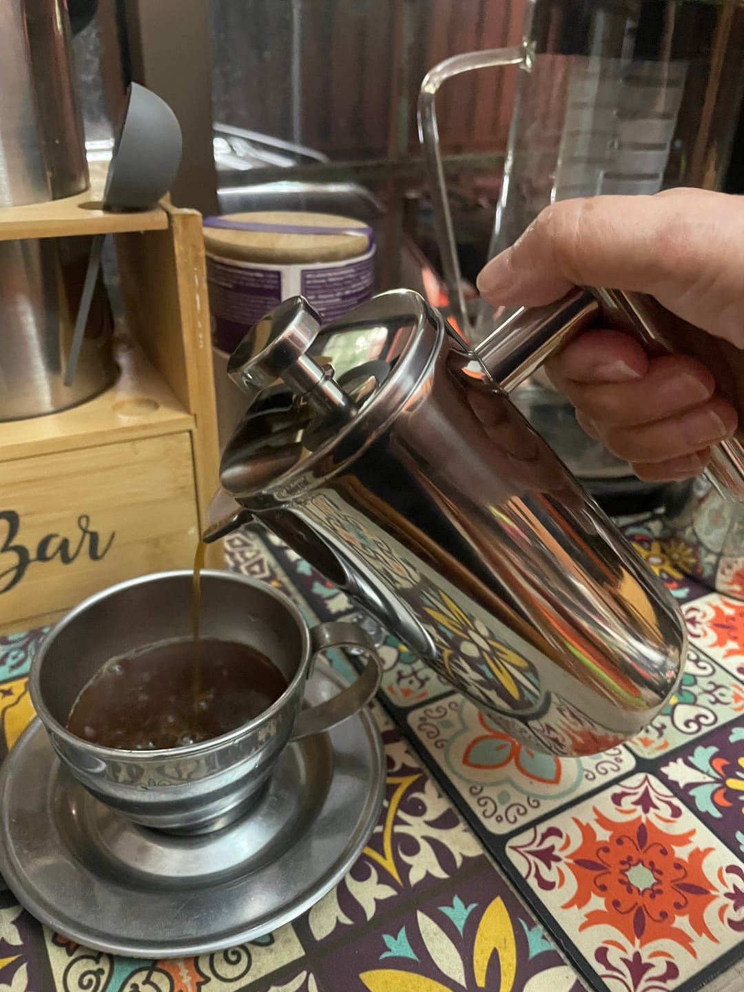 Customer photo review of Stainless Steel French Press Coffee Pot Double-Layer Insulation (Mirror)