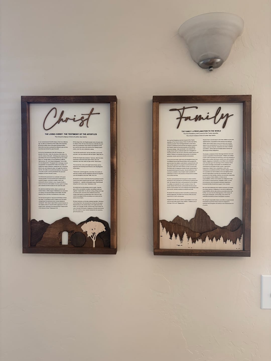 Customer photo review of The Living Christ: A Testimony of the Apostles | Framed Proclamation Sign with Multi-layered Scenes