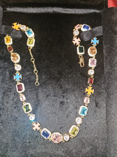 Customer photo review of Solstice Gemstone Necklace Gold