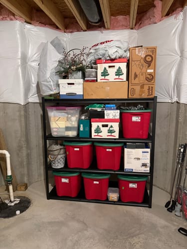 Customer photo review of Reibii 60"W 4-Tier Heavy Duty Industrial Garage Shelving Units, Adjustable Metal Storage Shelves Racks for Garage, Warehouse, Basement, 2650LBS