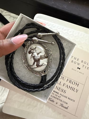 Customer photo review of Bolo Tie with Cowboy Kitten, Handmade Cat