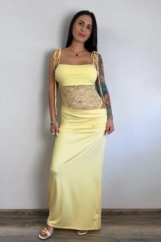 Customer photo review of Julie Mesh Sheer Maxi Dress