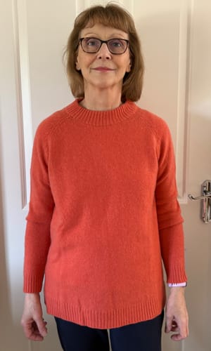 Customer photo review of Italian Sunset Orange Cashmere Turtle Neck Jumper Medium