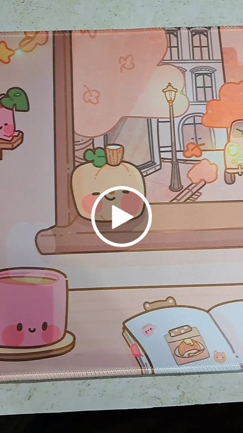 Customer video review of Cosy Pumpkin Cafe Desk Mat | Autumn Kawaii Desk Decor