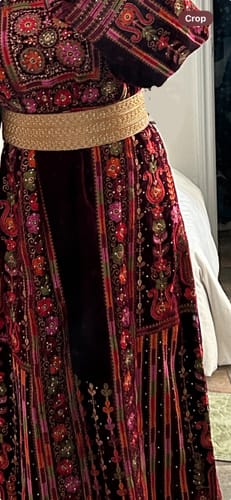 Customer photo review of Velvet Burgundy Maleka Floral Long Fully Embroidered Thobe