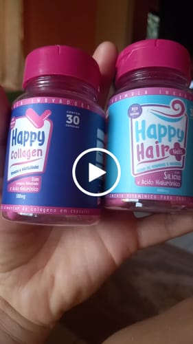 Customer video review of Happy Hair 3 Potes + 1 Colágeno Grátis