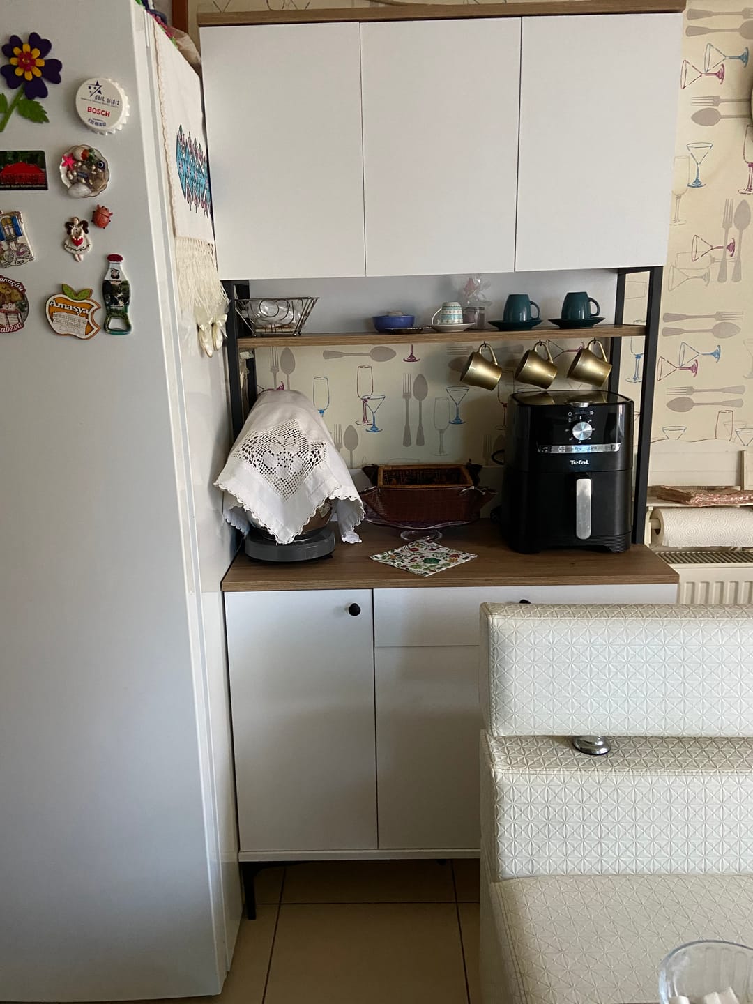 Customer photo review of Rani JE197 Çok Amaçlı Dolap 6 Kapaklı 1 Çekmeceli Kiler Mutfak Dolabı Sepet Ceviz - Beyaz