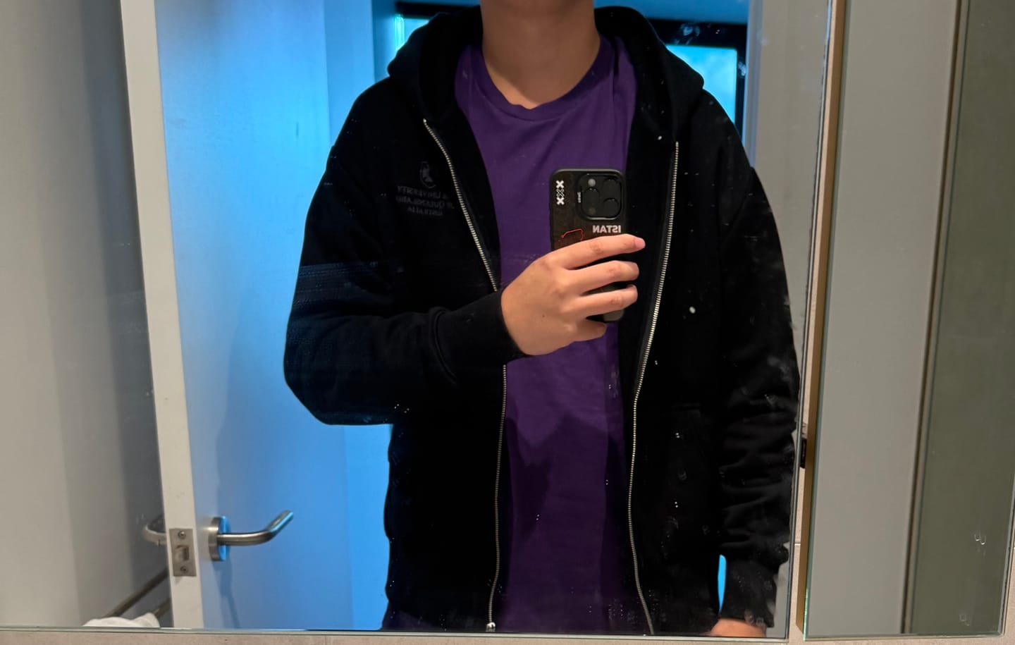 Customer photo review of UQ Shield Oversized Zip Through Hoodie - Black