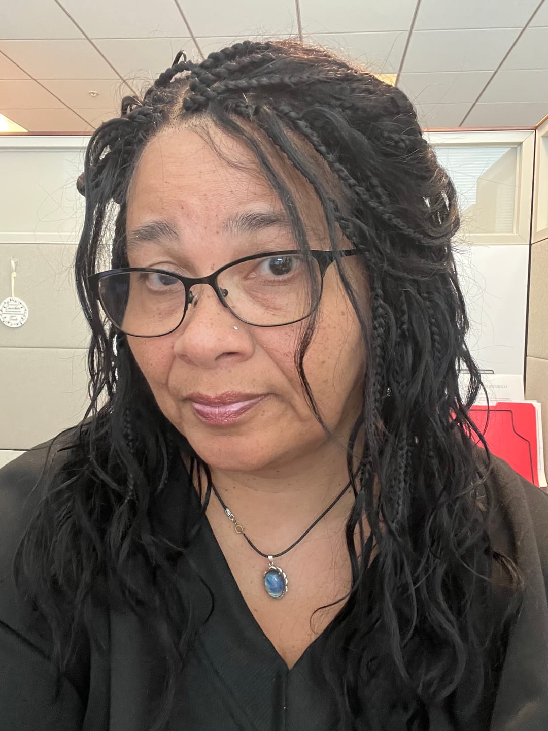 Customer photo review of Michelle - Salon-Style Glueless Miracle Braided Wig Pre-Bleached Swiss HD Full Lace Boho Box Braids Bora Bora Human Hair Body Wave Curls