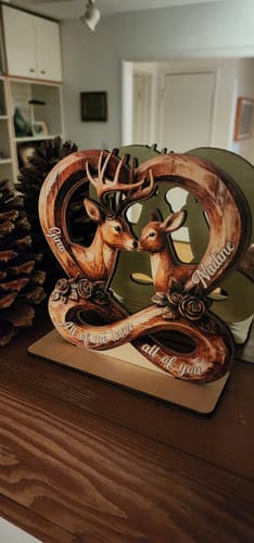 Customer photo review of 3D Effect Deer Couple Eternal Love - Personalized 2-Layer Wooden Plaque - Gift For Him, Gift For Her
