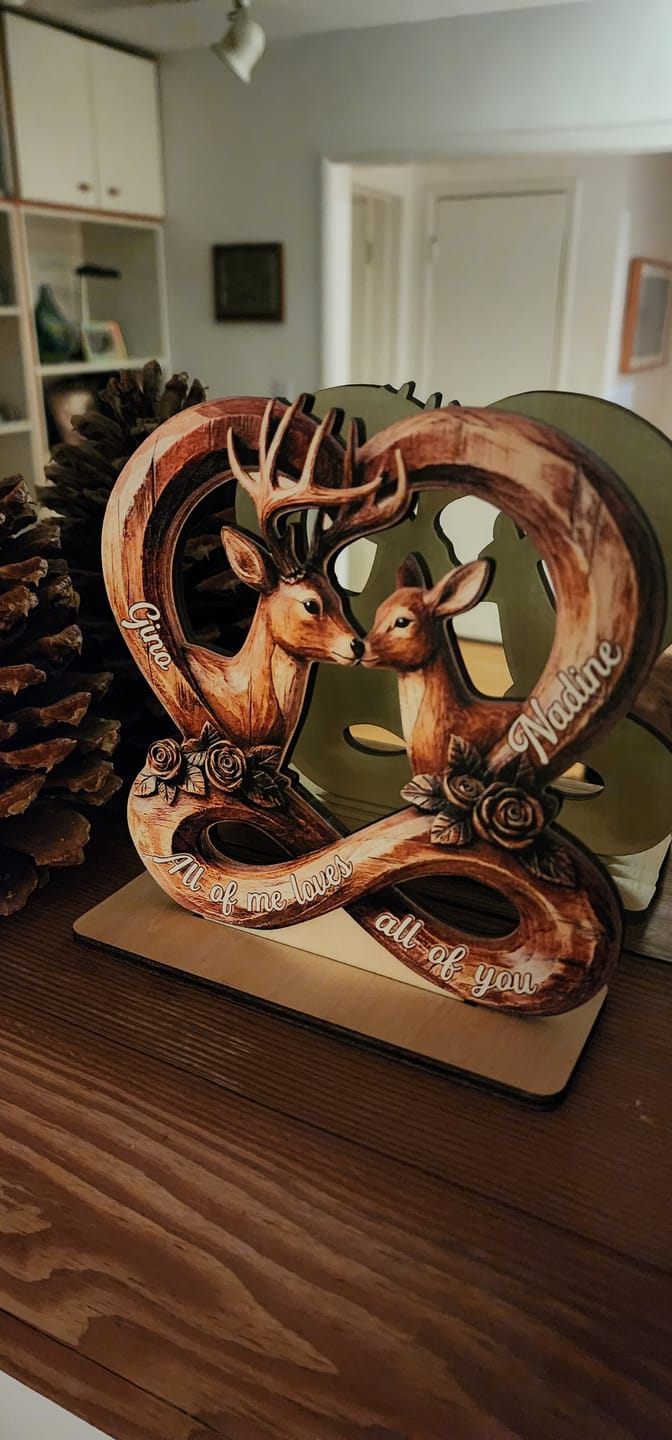 Customer photo review of 3D Effect Deer Couple Eternal Love - Personalized 2-Layer Wooden Plaque - Gift For Him, Gift For Her