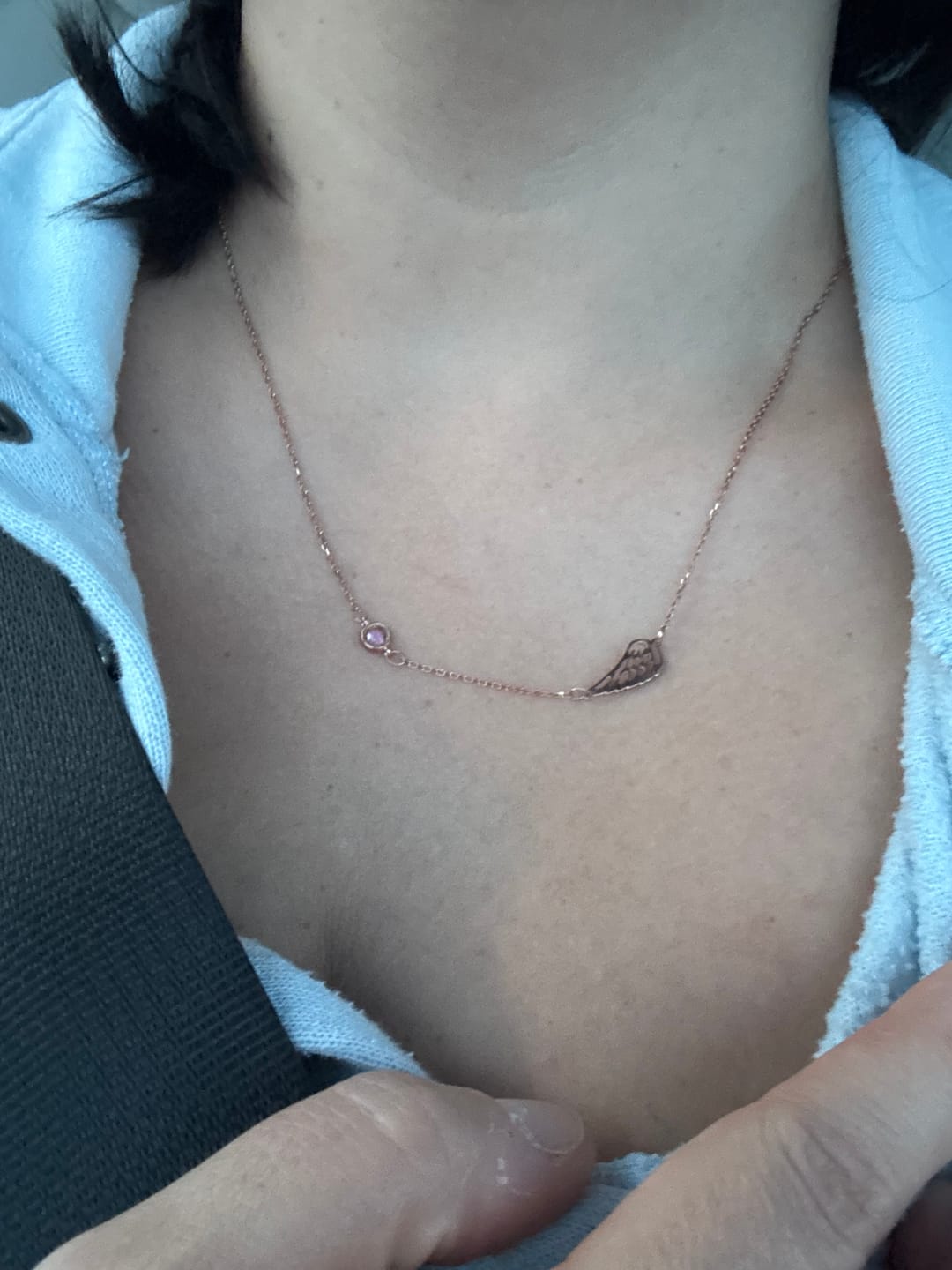 Customer photo review of Angel Wing Memorial Necklace
