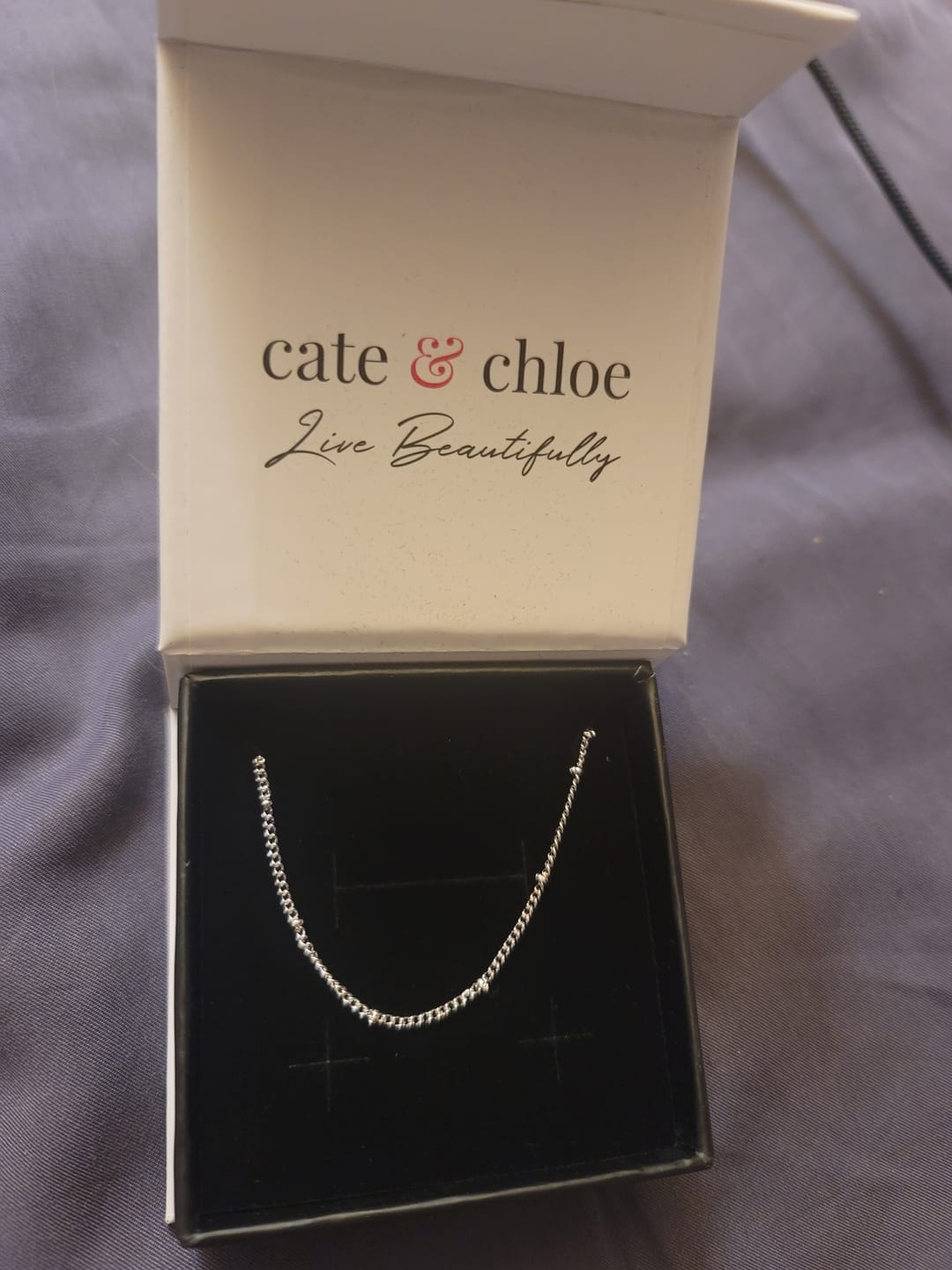 Customer photo review of Pria 18k White Gold Plated Bead Station Chain Necklace