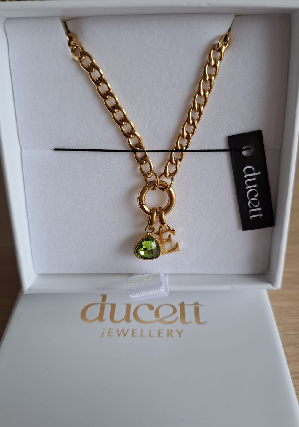 Customer photo review of Letter & birthstone necklace gold