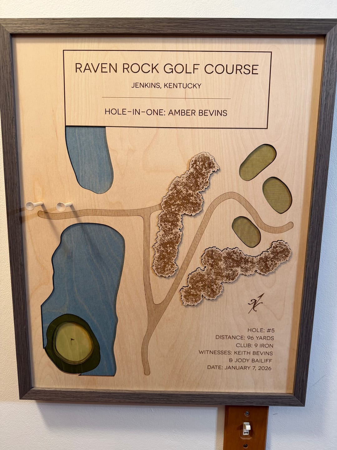 Customer photo review of Personalized Hole-in-One | Single Hole Golf Art