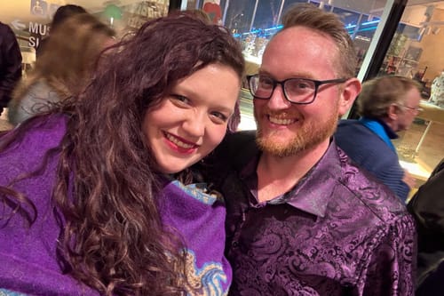 Customer photo review of Barry. Wang Mens Purple Dress Shirt Paisley Silk Long Sleeve Button Down Shirt