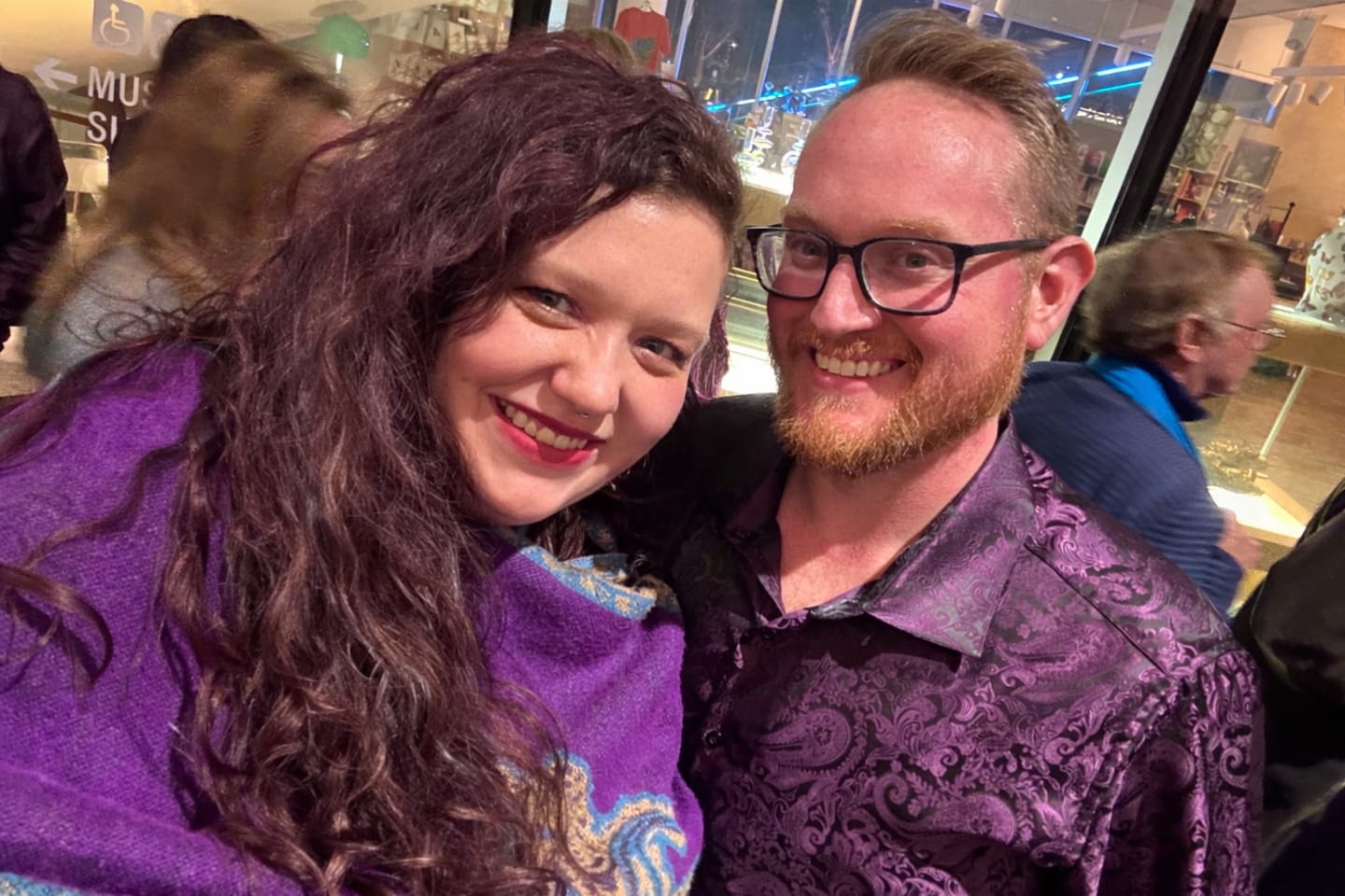Customer photo review of Barry. Wang Mens Purple Dress Shirt Paisley Silk Long Sleeve Button Down Shirt