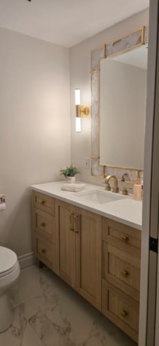 Customer photo review of Bridgeport 60" White Oak Bathroom Vanity