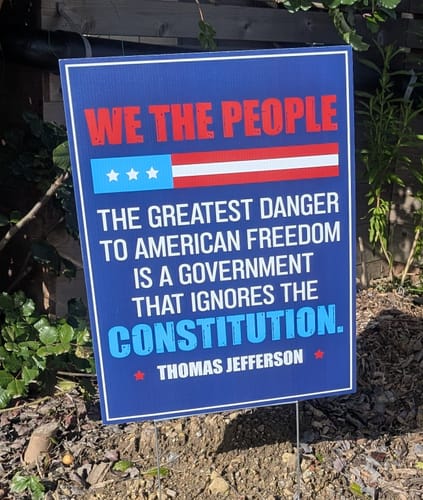 Customer photo review of The Greatest Danger To Freedom Yard Sign - Resist Hate Lawn Sign, Anti-Trump, No Kings Liberty, Resist Fascism Yard Sign with Metal H-Stake