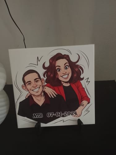 Customer photo review of Jouw Foto in Karikatuur Stijl - Gepersonaliseerde Tegel