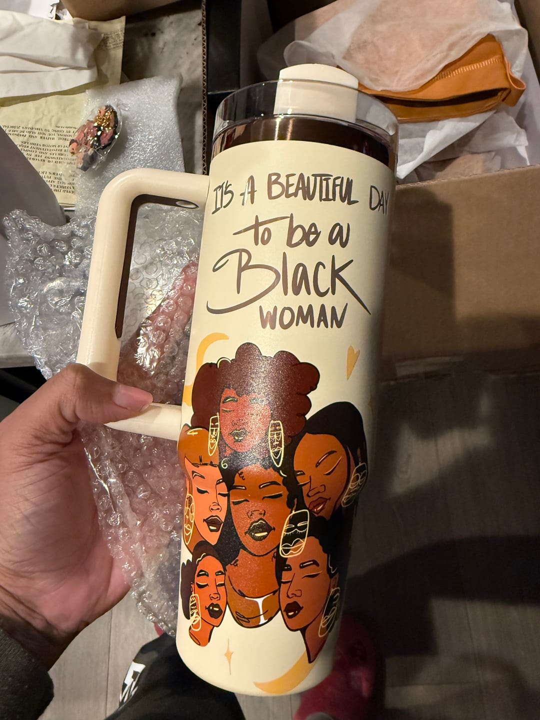 Customer photo review of Limited Edition "Crème Brûlée" Insulated Tumbler – Pinklomein x Cecilia's House Collab