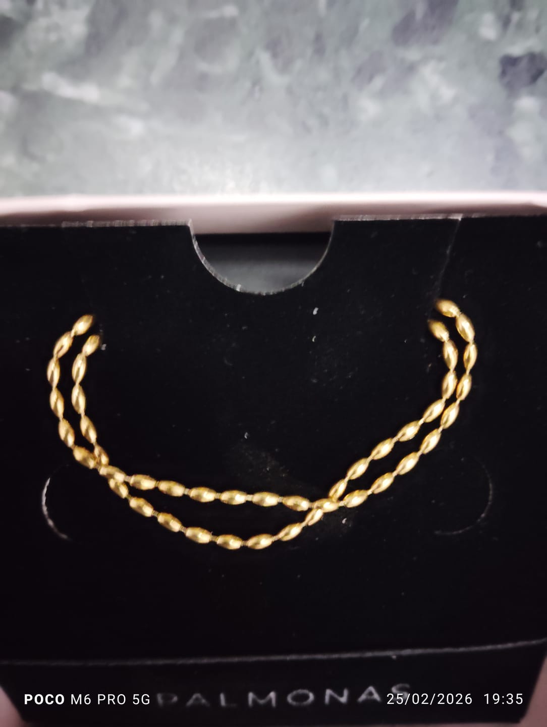 Customer photo review of Gold Beaded Necklace