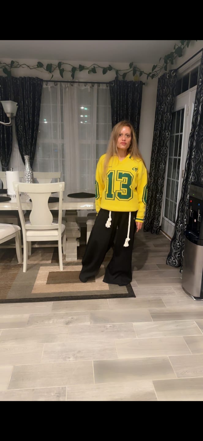 Customer photo review of Aelfric Eden Number Graphic Polo Sweater