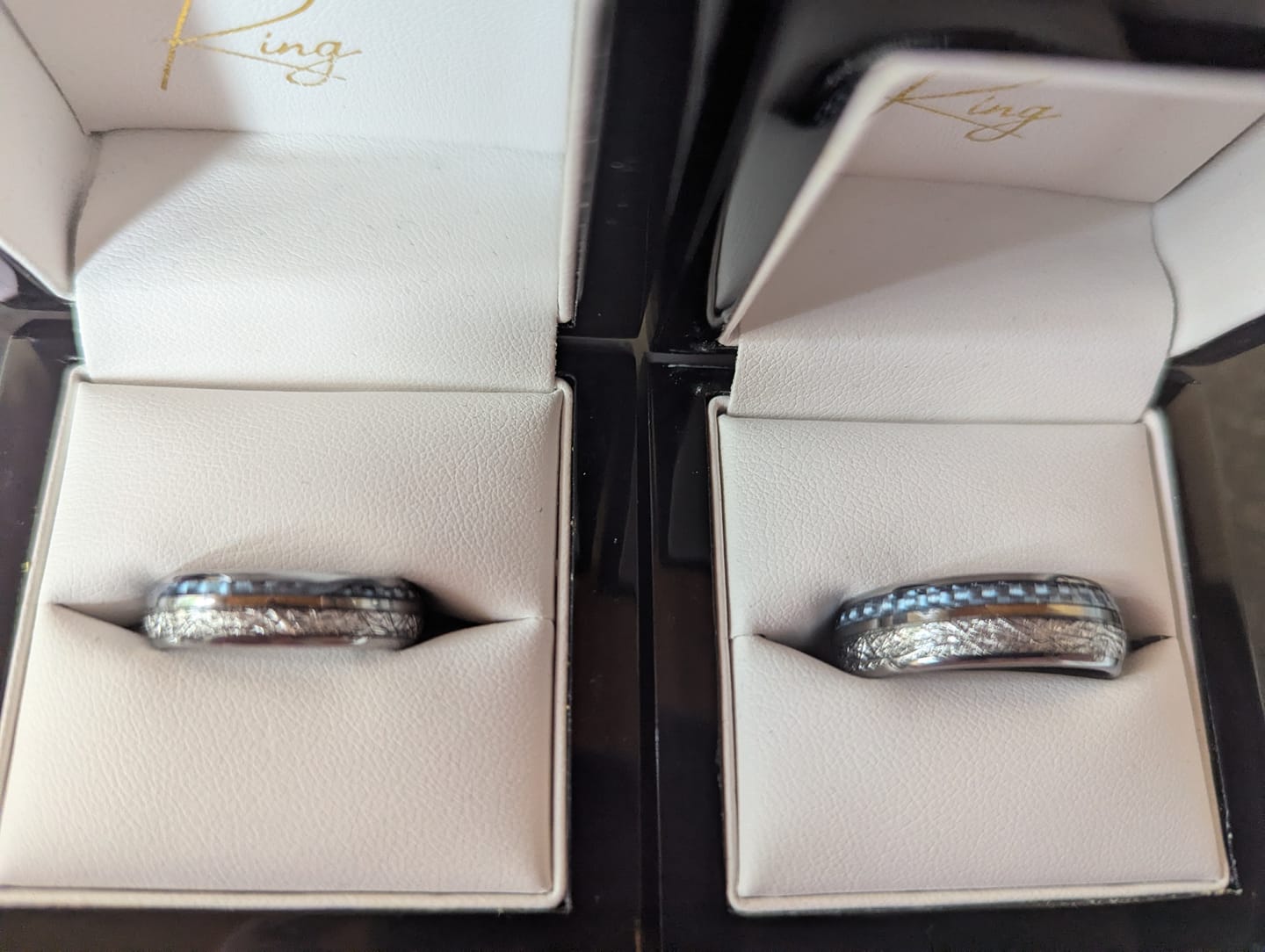 Customer photo review of The Steely Blue Wonder Ring Set