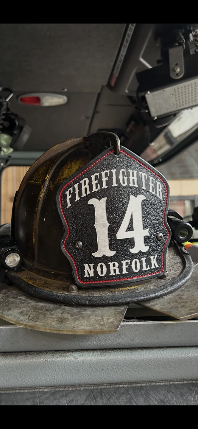 Customer photo review of Bare Bones Leather Firefighter Helmet Shield