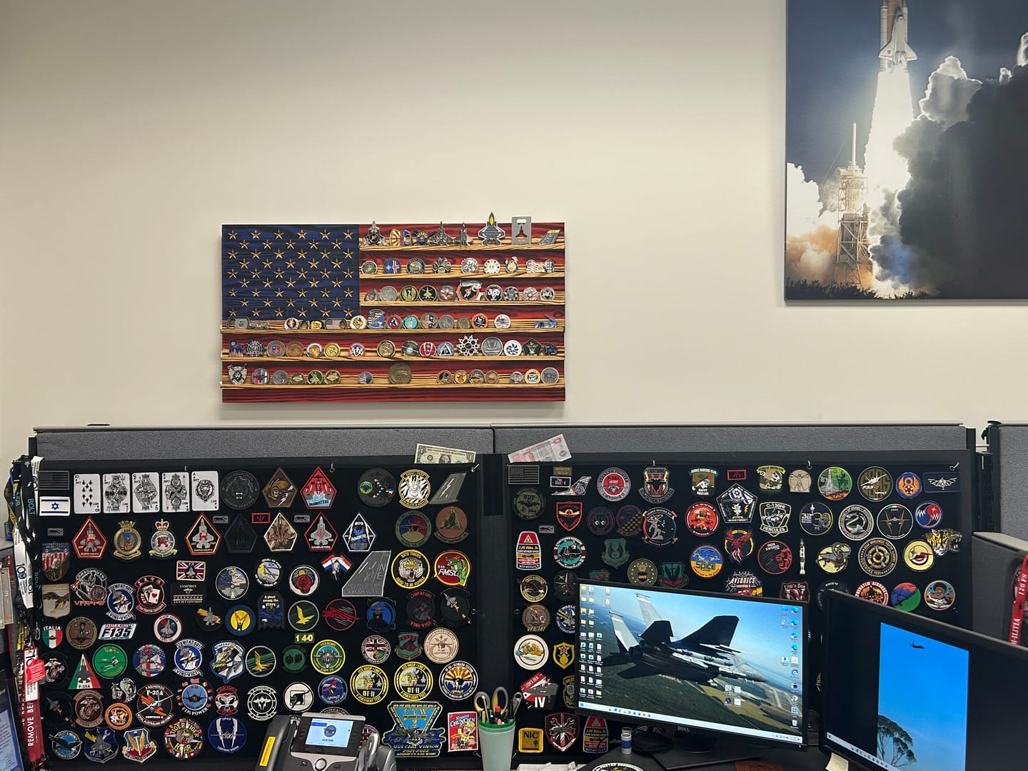 Customer photo review of Challenge Coin Display Rack Holder - Rustic American Flag