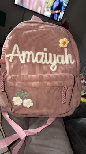 Customer photo review of K&C - Personalized Knitted Backpack
