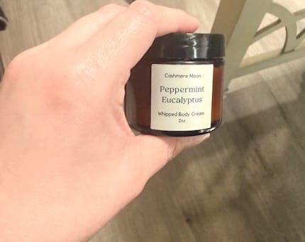 Customer photo review of Peppermint Eucalyptus Travel Size Whipped Body Cream