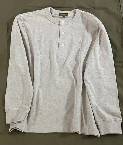 Customer photo review of 1930s Loopwheel Cotton Henley Shirt