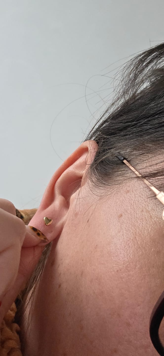 Customer photo review of Classic Heart Stud Earrings
