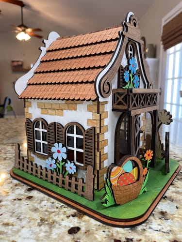 Customer photo review of Easter bunny house candle holder laser cut svg file