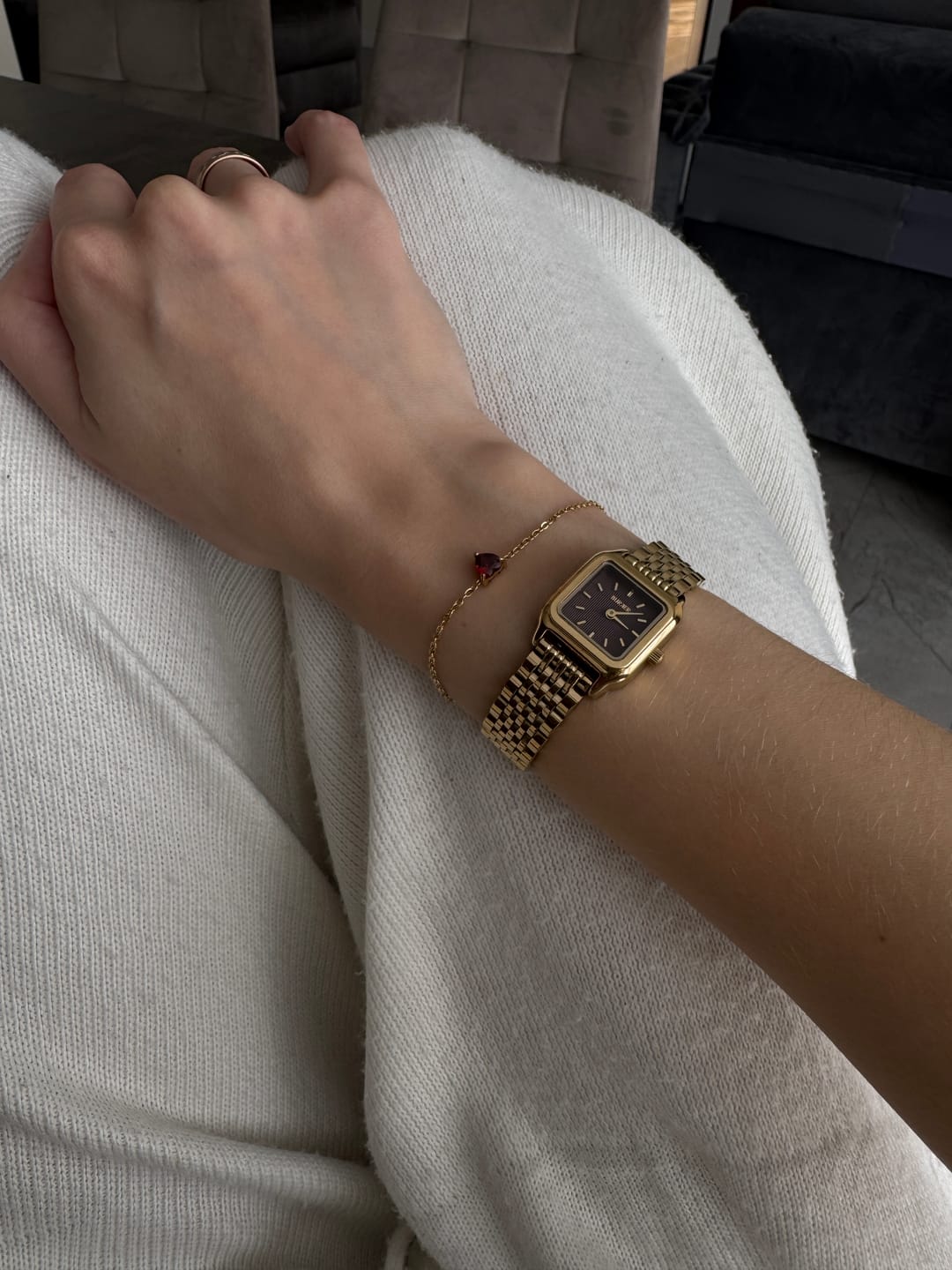 Customer photo review of Macy Petite Gold Burgundy