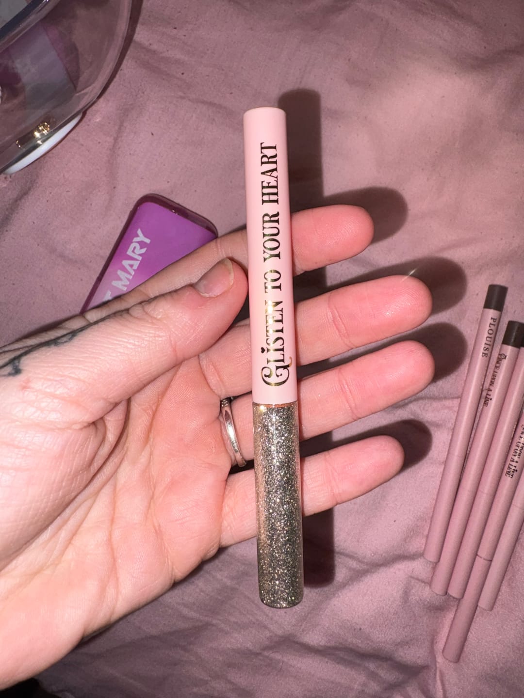 Customer photo review of P.Louise Glisten To Your Heart Midnight Muse Glitter Liner Set
