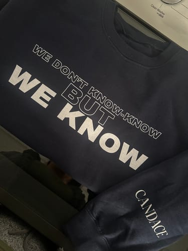 Customer photo review of We Know Crewneck