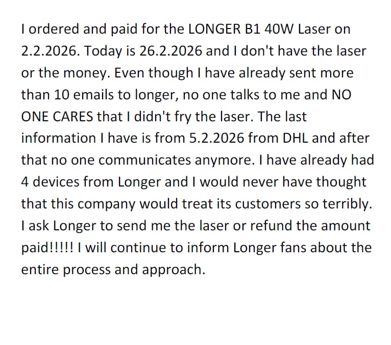 Customer photo review of Longer B1 30W/40W Laser Engraving Machine