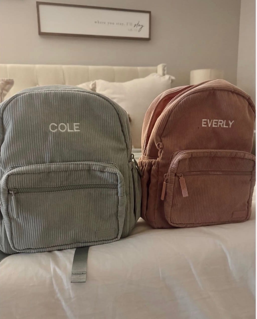 Customer photo review of Yooushi® Corduroy Backpack – Mint Green