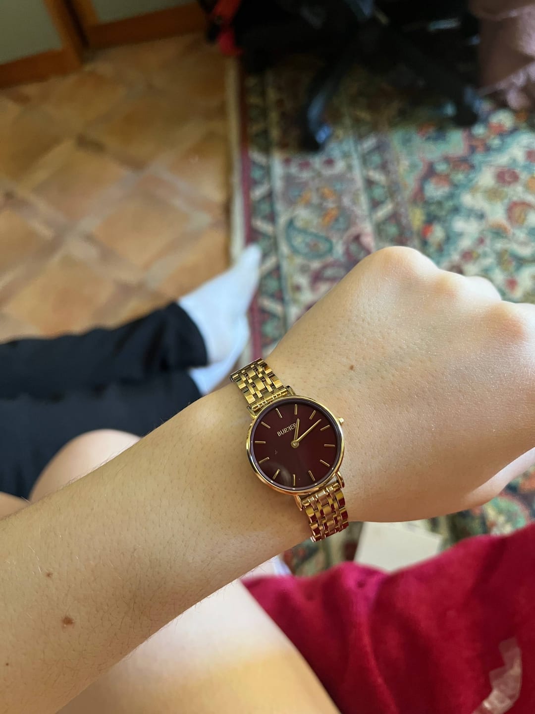 Customer photo review of Ruby Petite Gold Burgundy